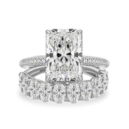 Maxinejewelry 4.5CT Radiant Cut Wedding Ring Set for Women - color: Silver Set