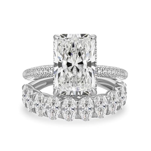 Maxinejewelry 4.5CT Radiant Cut Wedding Ring Set for Women - color: Silver Set