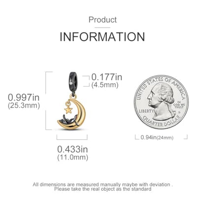HONGRUI 925 Sterling Silver Charm for Bracelets Fashion Women Jewelry Gift - color: Black Cat