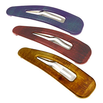 Camila Paris CP2933 French Hair Barrettes Clips, Snap Hair Slides Clic Clac for Women, Styling Girls Side Slide-in Metal Snap Pin Hair Accessories for Women. Strong Hold, No Slip Grip, Made in France - color: 3PK Metalic 3.25"