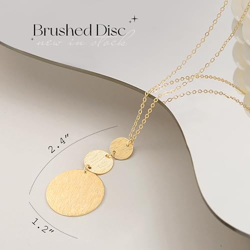 PEARLADA 18k Gold Plated Chain Long Necklace, Boho Sweater Necklace for Women, Geometric Pendant Y Necklace - color: Discs