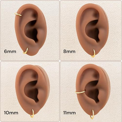 14K Gold Plated 925 Sterling Silver Tiny Hoop Earrings, Thin Small Huggie Hoops, Hypoallergenic Lightweight Cartilage Earrings for Women Men, Multiple Piercings (6mm, 8mm, 10mm, 11mm) - style: Gold-7mm-1Pair