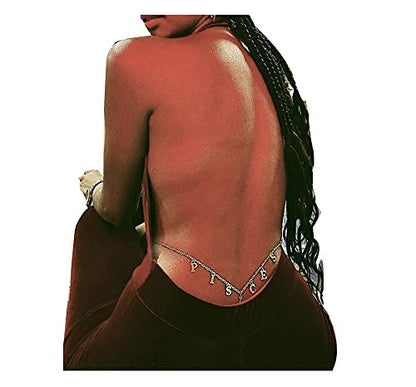Women Sexy Rhinestone Waist Body Chain Crytal Sexy Letter Pendant Belly Waist Chain T-string Thong Body Jewelry - color: Pisces Letter