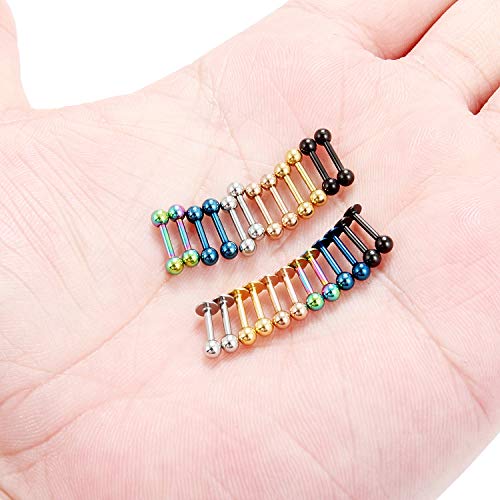 12-24PCS 16G Eyebrow Ear Helix Tragus Cartilage Earring Lip Rings Barbell Body Piercing Jewelry 6mm 8mm 10mm 12mm - style: 24PCS - 6mm Straight & Lip Barbell