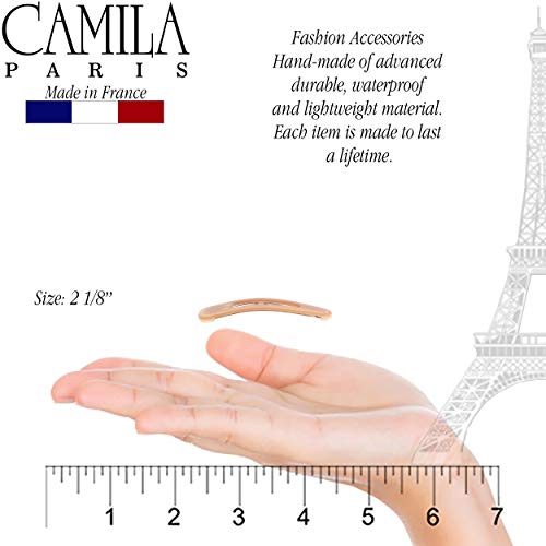 Camila Paris CP3090 French Hair Barrettes Clips, Snap Hair Slides Clic Clac for Women, Styling Girls Side Slide-in Metal Snap Pin Hair Accessories for Women. Strong Hold, No Slip Grip, Made in France - color: Beige 2"