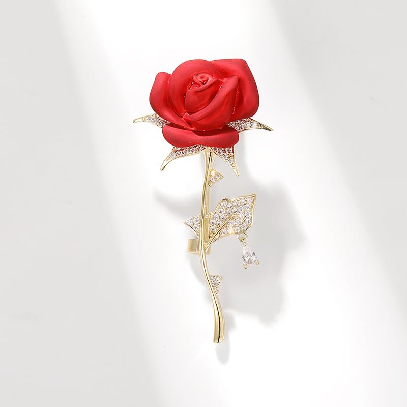 Red Rose Flower Brooches and Pins for Women Costume Jewelry Brooch Pins Broches Jewelry for Women Elegant Lady Pin - style: Red2687