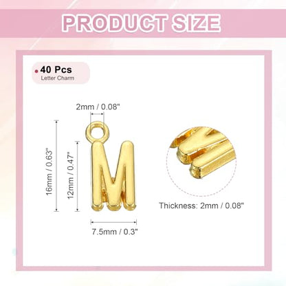 uxcell Letter Charm, Alloy Letter Initial Alphabet Charm for DIY Craft Jewelry Making Bracelets Earrings Necklace - color: Gold - M