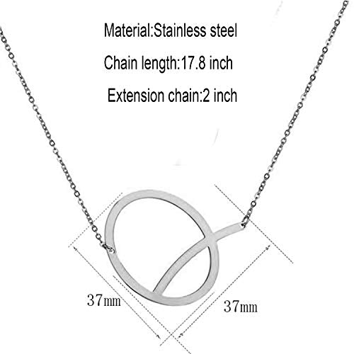 MOMOL Sideways Initial Necklace 18K Gold Plated Stainless Steel Large Big Letters Pendant Necklace Script Name Monogram Necklaces for Women - color: Q