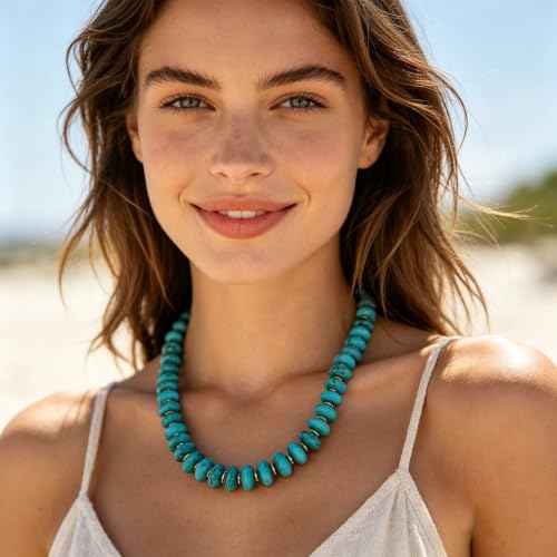 Acrylic Beaded Necklace for Women,Beach Strand Jewelry Gifts | Statement Necklace,Cute Trendy Handmade Jewelry for Women,Chunky Beaded Necklace,Resin Beads Choker - color: Turquoise