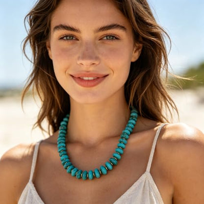 Acrylic Beaded Necklace for Women,Beach Strand Jewelry Gifts | Statement Necklace,Cute Trendy Handmade Jewelry for Women,Chunky Beaded Necklace,Resin Beads Choker - color: Turquoise