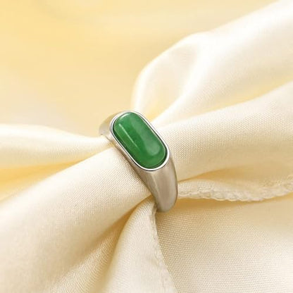 MYNENEY Signet Mens Pinky Rings Statement Wedding for Women - color: Green stone