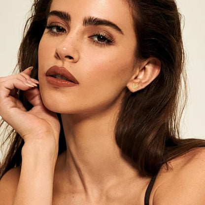 V Shaped Earrings for Women Geometric Ear Jacket Earrings Front & Back Stud Earrings Simple Hypoallergenic 18K Gold Plated Jewelry Gift for Women