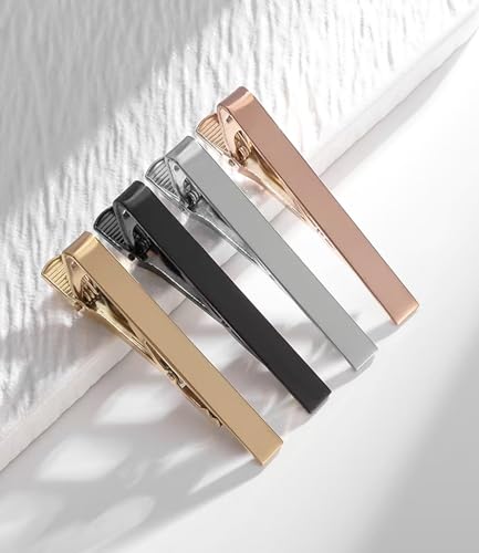 Personalized Tie Clips for Men, Custom 4-Pack Tie Bars Set with Engraved Name, Includes Tie Pins and Gift Box – Ideal for Father’s Day, Groomsmen, Graduation