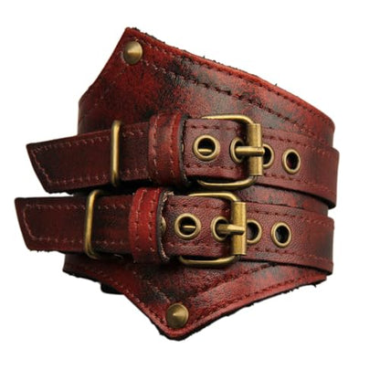 GelConnie Leather Cuff Bracelet for Men Women Wide Leather Wristband Thick Viking Mens Leather Bracelets Gothic Wrist Band Vintage Rock Wristband - style: Leather Biker Cuffs