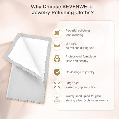 SEVENWELL Silver Polishing Cloth, Jewelry Cleaner Cloth for Sterling Silver Jewelry, Gold, Platinum, Silverware, Diamonds, Gemstones, Coins (20cm Light Grey Silver Cloth) - color: 20cm Light Grey Silver Cloth