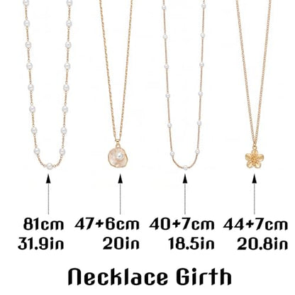 Gold-plating Necklaces for Women, Pearl Seashell Flower Pendant Necklace, Boho Lariat Long Necklace Set, Trendy Summer Beach Jewelry - color: Gold 1