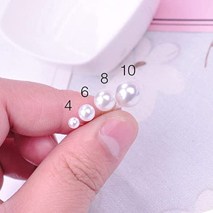 10 Pairs Faux Pearl Plastic Stud Earrings for Sensitive Ears - 4-10mm White Colorful Pearl Set for Women Girls - Silicone Post - style: 10mm