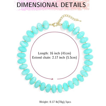 Elegance 11 designs Colorful Chunky Beaded Necklace for Women,Thick Acrylic Disc Bead Choker Statement Necklace Cute Trendy Necklaces Jewelry Gifts for Women - color: Teal blue