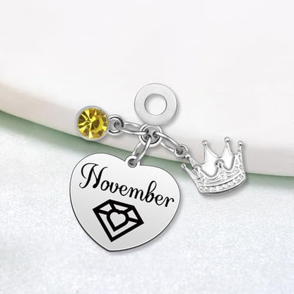 Birthday Gifts for Women Birthstone Charms for Bracelets Necklaces Jewelry Gift for Mom Wife Daughter Granddaughter Niece Sister Girlfriend - color: November