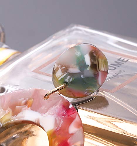 Acrylic Earrings For Women Statement Geometric Earrings Resin Acetate Drop Dangle Earrings Mottled Hoop Earrings Fashion Jewelry - color: C:Red Floral