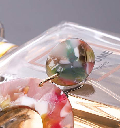 Acrylic Earrings For Women Statement Geometric Earrings Resin Acetate Drop Dangle Earrings Mottled Hoop Earrings Fashion Jewelry - color: C:Red Floral