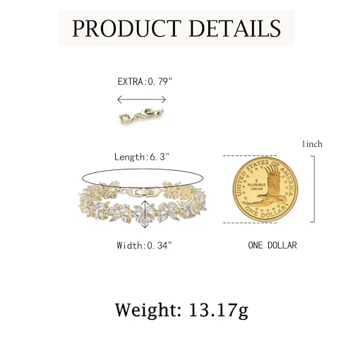 Crysdue Marquise Teardrop Cubic Zirconia Wedding Bridal & Prom Tennis Bracelets for Brides Bridesmaids, Silver/Gold/Rose Gold Plated Bracelet Gifts for Women - style: K_gold