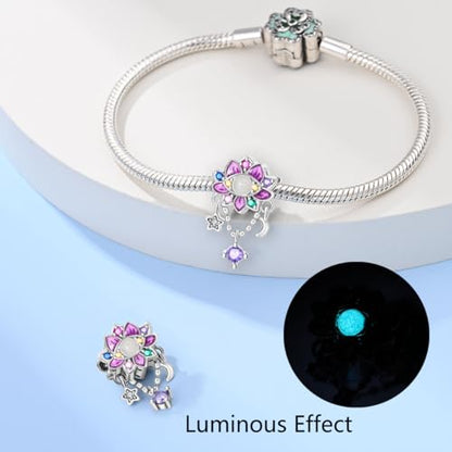 Pandach 925 Sterling Silver Charms Beads for Bracelets and Necklaces Butterfly and Headphones Pendants Clover Charms Jewelry Gift for Women - style: Dreamcatcher Lotus Charm