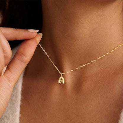 Initial Necklaces For Women, Dainty Gold Bubble Initial Necklace 14K Gold Plated Letter For Women Trendy Cute Name Custom Necklace Non Tarnish Personalized Necklaces Waterproof Jewelry Preppy Stuff - color: gold-U