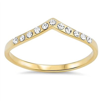 CHOOSE YOUR COLOR Sterling Silver Chevron Thumb Ring - color: Yellow Gold-Tone CZ