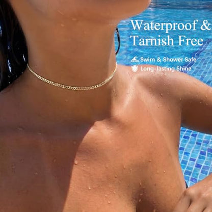 WomenGifts Cuban Link Chain Necklace for Women, Waterproof 14k Gold Silver Plated Chain Choker, Non Tarnish Stainless Steel Jewelry, 3.5/5/6/8/11mm,14/16/18 Inch Thin&Chunky&Thick - color: Gold, style: 3.5mm-12.8"