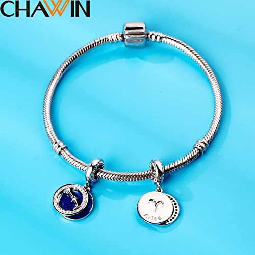 Zodiac Sign Charms for Charm Bracelets - 925 Sterling Silver Necklace Pendants, 12 Constellation/Horoscope Star Dangle - Dangling Birthstone Beads, Birthday Gifts for Women/Men. - color: Aries (3.21～4.19)