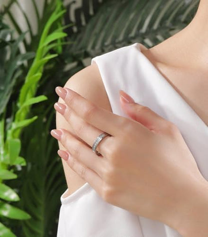 2mm 5mm Tainless Steel Cubic Zirconia Wedding Band Rings For Women,Stackable No Tarnish Fashion Cross Rings Size 4-10 - color: 5mm-Silver