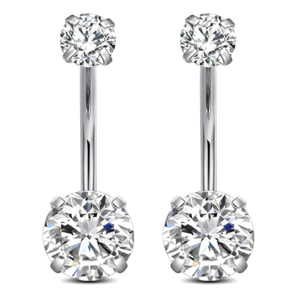 FECTAS 14g Belly Button Rings Surgical Steel CZ Petite Navel Ring for Women Body Piercing Jewelry Petite select Barbell Len 6mm 8mm 10mm 12mm 14mm Silver - style: silver1-2pcs-14mm bar