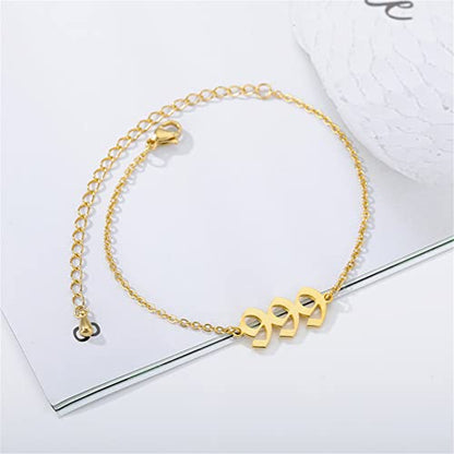 PAMTIER Angel Number Ankle Bracelet for Women Adjustable Chain | Stainless Steel, Dainty Simple Numerology Jewelry Gift - color: 5.5+2.8inch, Gold 999