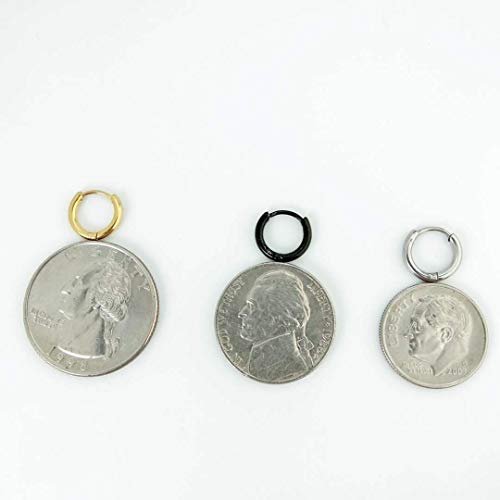 EACHLP Tiny Hoop Earrings 18K Real Gold Plating Surgical Steel Unisex - style: 7MM Hoops