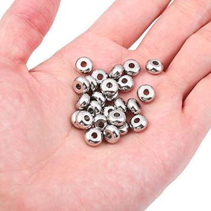 Stainless Steel Spacer Beads 8x4mm Rondelle Loose Charm Caps Beads for DIY Jewelry Making 50pcs with 2.5mm Hole - color: 8x4mm 2.5mm