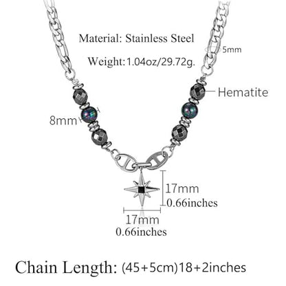 Gothic Cross Star Necklace For Men Women Silver Stainless Steel Cuban Link Paperclip Figaro Bead Chain Punk Kpop Y2k Goth Irregular Layered Cross Pendant Necklace Non Tarnish Jewelry Gift - color: Silver E