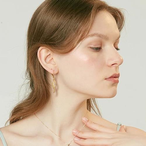 ALEXCRAFT 14K Gold/Silver Twisted Brushed Tassel Dangle Earrings for Women | Hypoallergenic Elegant Lightweight Long Twisted Tassel Dangling Drop Leverback Earrings for Women Trendy Jewelry Gifts in Box - color: Gold