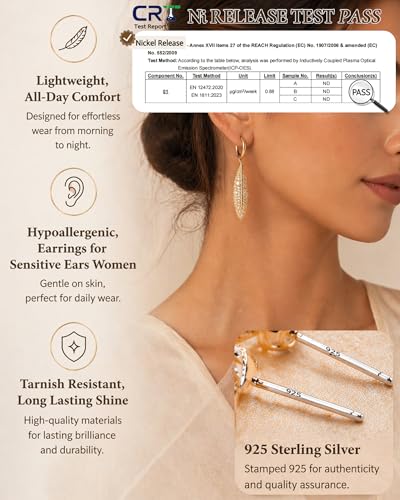 14K Gold Plated/Sterling Silver CZ Pearl Drop Dangle Earrings for Women - color: Gold-Leaf CZ