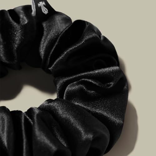 LILYSILK Silk Hair Scrunchies/Ties for Frizz & Breakage Prevention, 100% Mulberry, No Damage, Elastic ponytail Holders, 2Pc, Black&Light Coffee - color: Black+Light Coffee