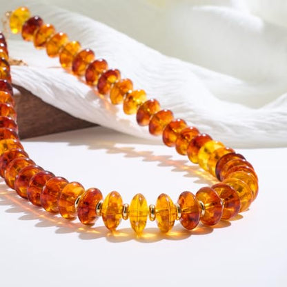 Acrylic Beaded Necklace for Women,Beach Strand Jewelry Gifts | Statement Necklace,Cute Trendy Handmade Jewelry for Women,Chunky Beaded Necklace,Resin Beads Choker - color: Amber Red
