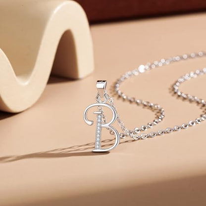 VIKI LYNN Dainty Initial Letter Pendant Necklace for Women | Cubic Zirconia Initial Jewelry, Personalized Letter Necklace, Dainty Women Jewelry, Birthday Gift Idea for Her, Mom and Wife - color: Silver, style: Silver-B