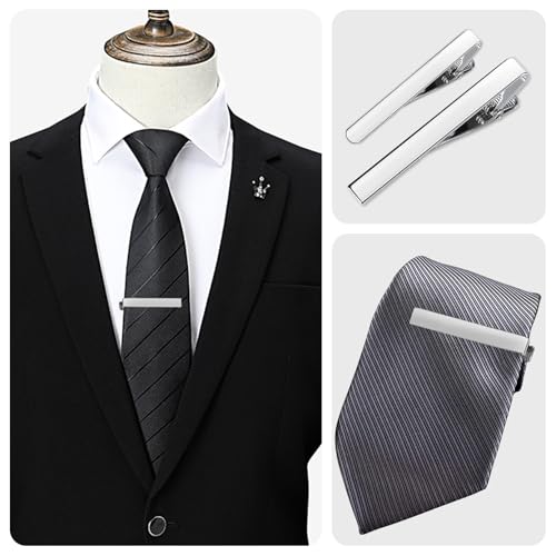 Tie Clips for Men 6-Pack, Viaky Classic Tie Bar Gold Silver Black 3 Tones | Men's Jewelry Accessories Necktie Clip for Wedding, Business and Formal,Gifts for Father, Husband, Boyfriend,etc.