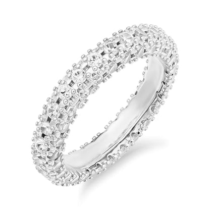 Bling Halo Stacking Ring for Men Women - 18k Gold Plated Stackable Cubic Zirconia Band - Created Diamond Iced Out Hip Hop Jewelry Gifts - color: Womens Style A-Rhodium Plated, size: 9
