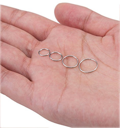 24Pcs 20G 316L Stainless Steel Nose Rings Hoop Tragus Cartilage Helix Piercing Lip Septum Ring 6-12MM Bendable - color: A: 24Pcs Silver