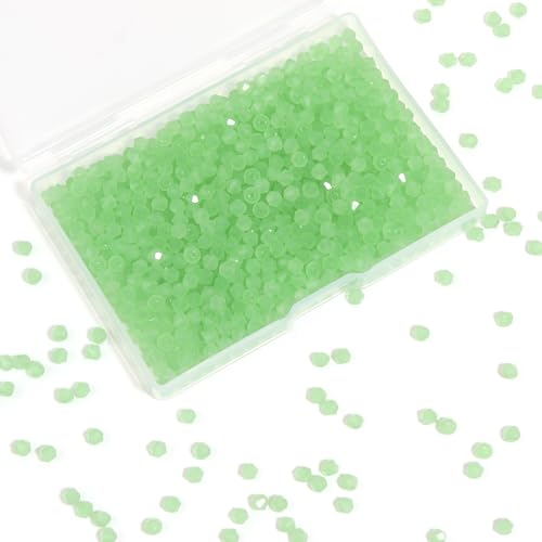 1000Pcs 4mm Faceted Crystal Glass Bicone Beads Loose Bead for DIY Bracelet Necklace Earring Keychain Jewelry Making,Jade Green - color: Jade green