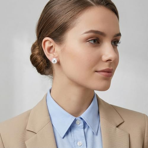 Pearl Stud Earrings Multicolor Shell Beads Pearl Hypoallergenic Stud Earrings Ocean Shell Pearl Jewelry - color: White