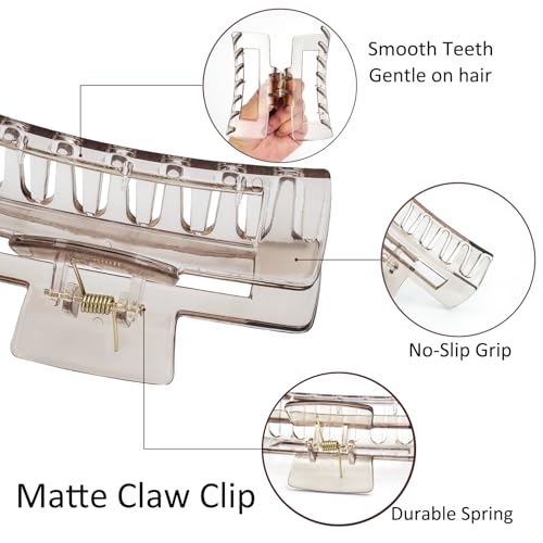 8Pack Hair Clips Scrunchies Set, 4 Medium Claw Clips for Women, Non-Slip Hair Claws, 4 Large Satin Scrunchies, Hair Accessories Set for Thick Thin Hair, Daily Use (Clear) - color: Clear