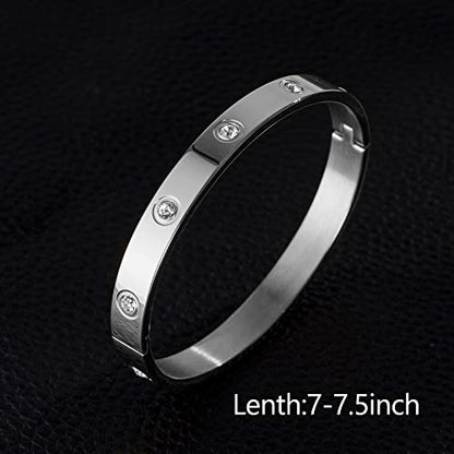 WFYOU 3PCS Stainless Steel Imperial Crown Bracelets for Men Gold Roman Numeral Bangle Bracelet Adjustable Cuff Bracelet Mens Luxury Jewelry Gifts - style: 01:Silver-Cubic Zirconia