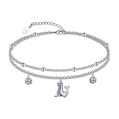 CHIC & ARTSY 925 Sterling Silver Ankle Bracelets for Women, Adjustable Layered Foot Chains with Nature & Symbol Charms, Lightweight Comfort Fit Boho Beach Everyday Jewelry - color: 1# Dolphins Anklet